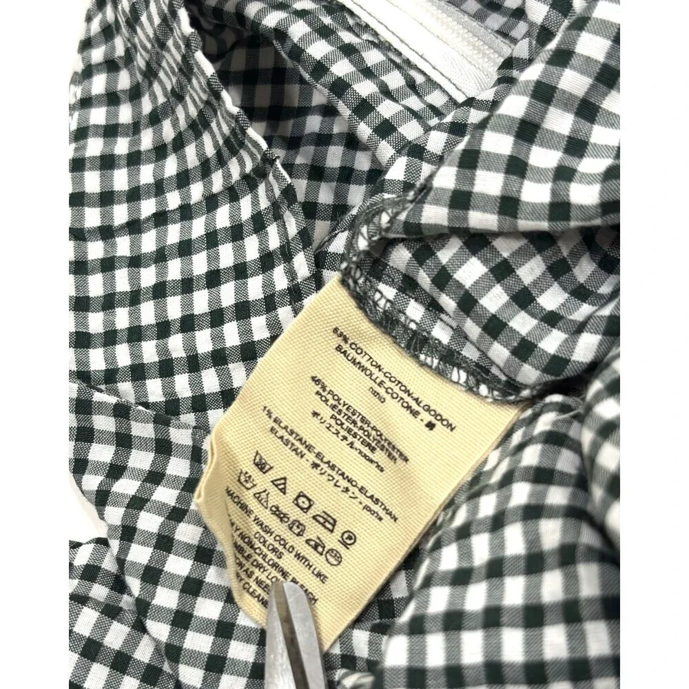 Free People Westside Gingham Seersucker Tie-Waist Pants Black White - Size 2